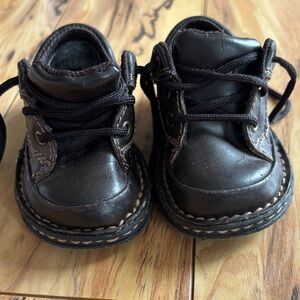 Kids Brown Leather Lace-Up Shoes